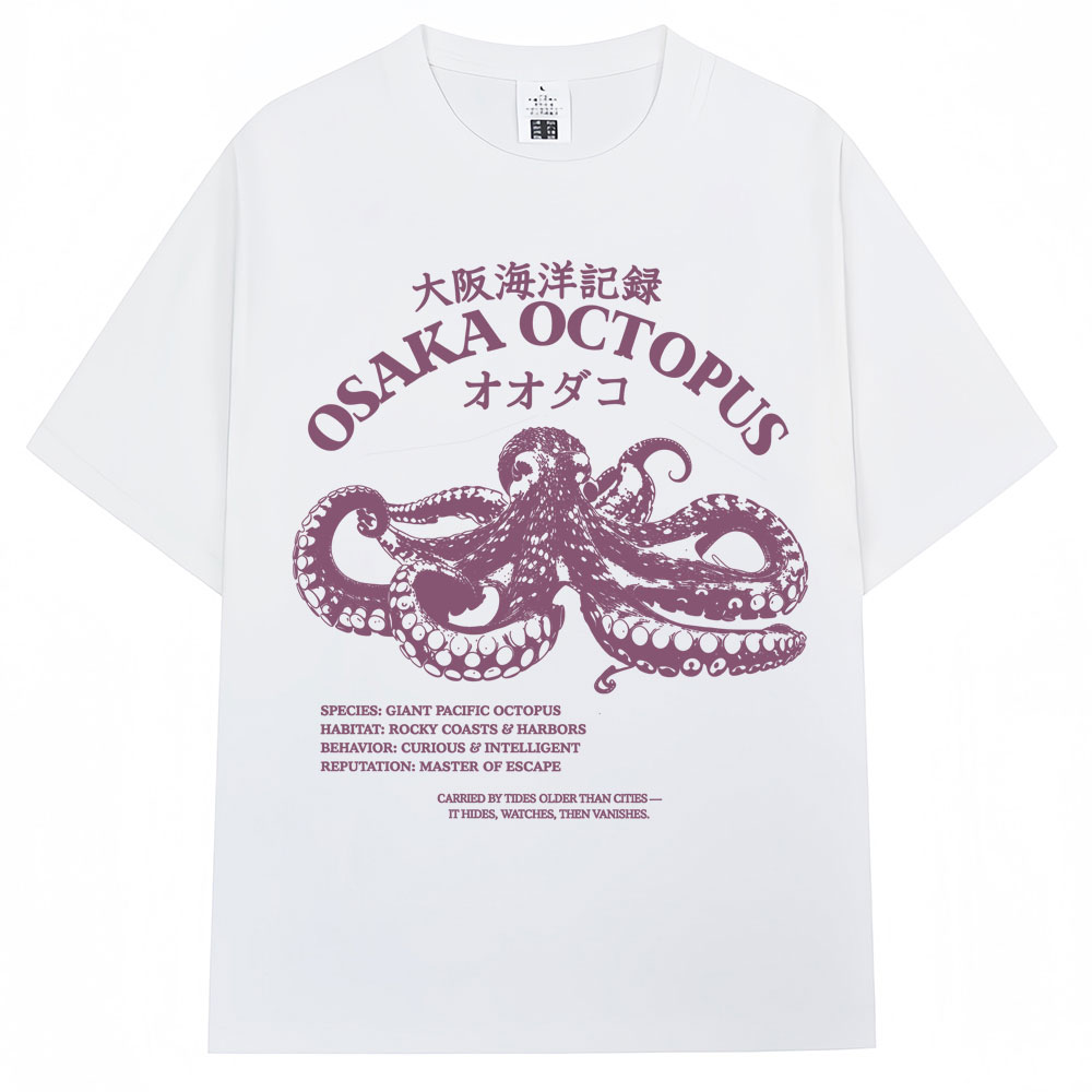 Japanese Man Lifestyle - 日本風大阪タコTシャツ メンズ レディース ファッション ヴィンテージ 海洋生物