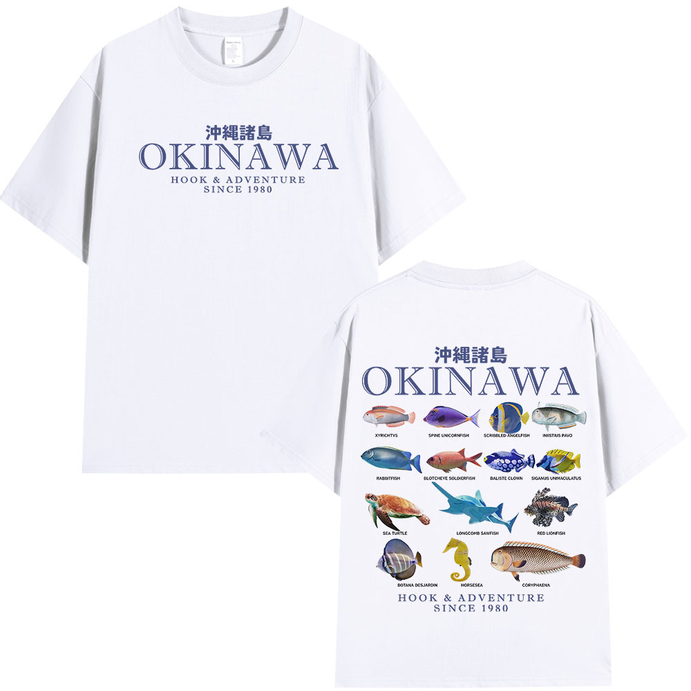 沖縄海の魚 Tシャツ海の生物和風綿カジュアル半袖 Tシャツ男 - Japanese Man Lifestyle のレビューと価格