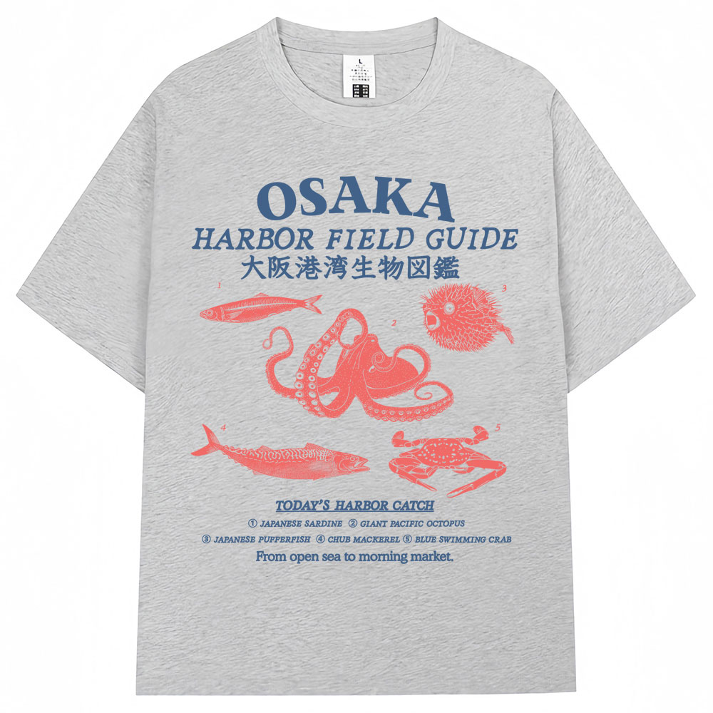 日本風大阪港フィールドガイドグラフィックTシャツ メンズ レ - Japanese Man Lifestyle のレビューと価格